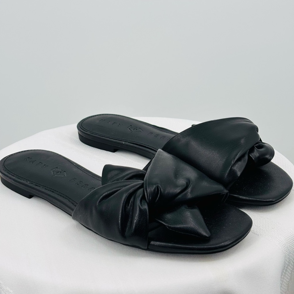 Katy Perry Jet Black Halie Bow Sandal With Signature Knotted Bow Size 8.5